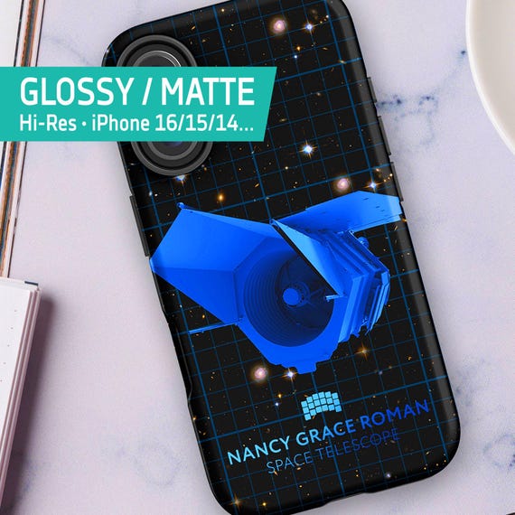Nancy Grace Roman Space Telescope blueprint, iPhone case — Tough Case for iPhone 16/15/14 (Glossy/Matte), iPhone space case, NASA space case