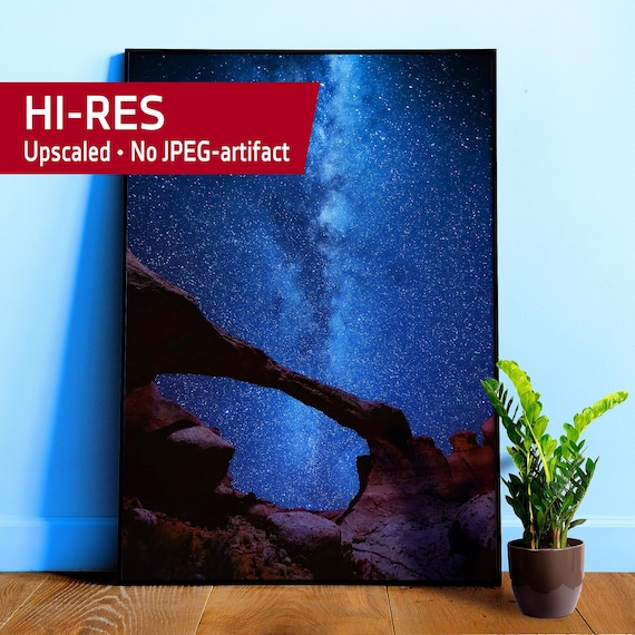 Milky Way Galaxy and the Mountains Print from Arizona USA — space poster with Night Sky Photography and Galaxy Wall Art for Home Decor