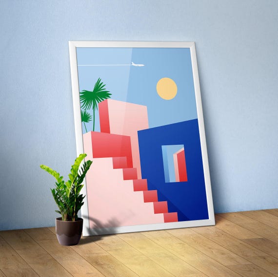 Boho Travel Poster — Egypt Morocco Tunisia Wall Art, North Africa Poster, Desert Architecture Print, Wanderlust Decor, Vintage Travel Art