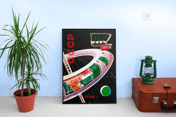 USSR, 1964 — Soviet vintage retrofuturism/space poster, soviet poster, propaganda poster, soviet retro space, space wall art