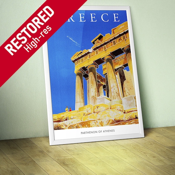 Greece, Athene, 1960 — retro travel poster, vintage travel art, retro travel wall decor