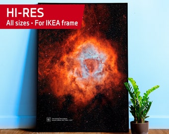 The Flaming Skull Nebula. Rosette Nebula, NGC 2244/2237 — space poster, science poster, space photo, space art, Hubble picture, NASA poster