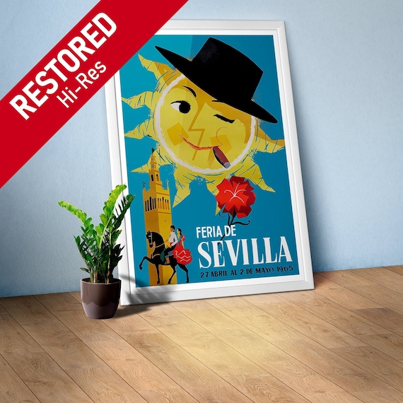 Feria De Sevilla, Spain, Seville, 1965 — retro travel poster, vintage travel art, retro travel wall art