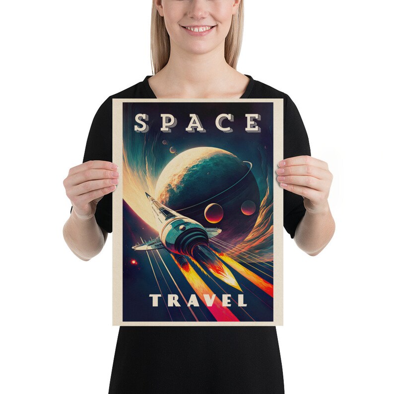 Space Travel — Retro Space Poster 1950s, Retrofuturism Art Print With ...