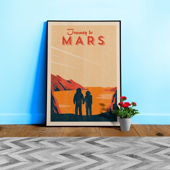 Journey to Mars — Vintage space poster, retro space art, propaganda poster, retrofuturism, retro sci-fi