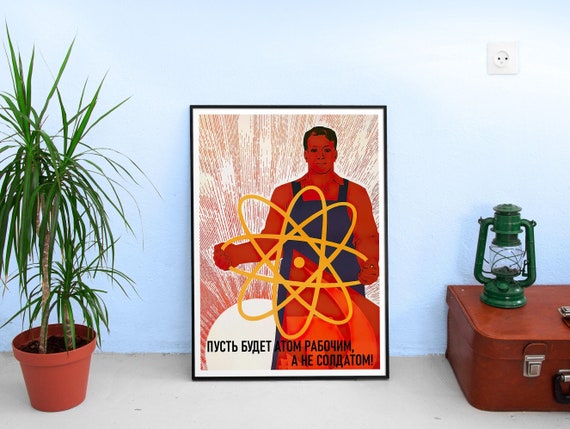 Soviet science, USSR 1960 — Soviet retro poster, science poster, soviet vintage art, soviet propaganda, propaganda poster