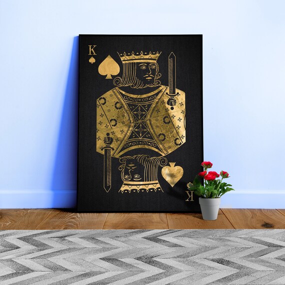 King Pikes poker poster — Golden playing cards print, aesthetic wall art, gamer room decor, lucky you print, bar decor