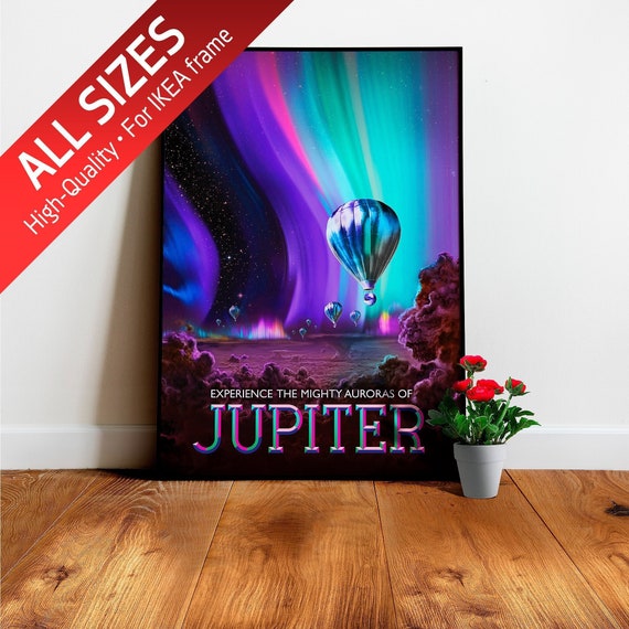 Jupiter (NASA Visions of the Future) — vintage space poster, space travel poster, space poster, space art, neon poster, vaporwave, synthwave