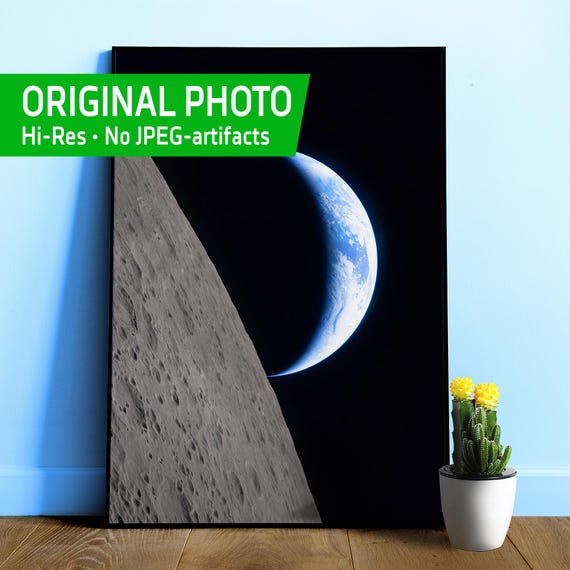 NASA Artemis 2 Lunar Flyby space poster – Earthset Moon Horizon Print. Like Pale Blue Dot space photo, NASA Artemis II Mission Wall Art