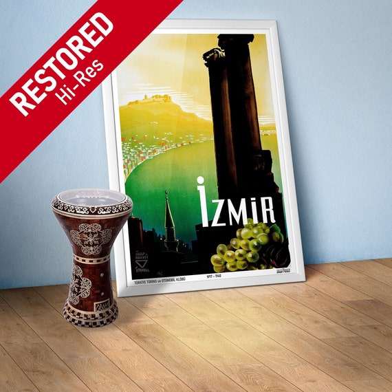 Izmir, Turkey, 1940 (Türkiye Turing Klöbü) — retro vintage travel poster, retro travel art, retro travel wall art