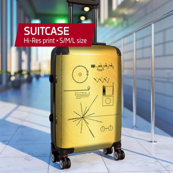 NASA Voyager Golden Record Case — Suitcase, S/M/L size. Retro Space Science Gift, Interstellar Message 1977 Art, Astronomy Luggage