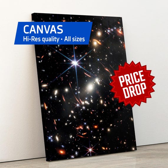 James Webb's First Deep Field (James Webb/JWST) — Canvas. Space poster, science print, space wall decor, space photo, jwst picture
