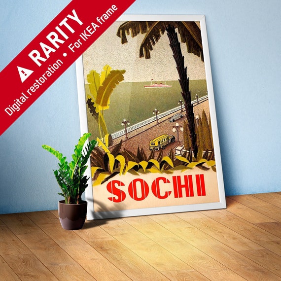 Sochi, USSR 1930s — Soviet vintage travel poster, soviet retro art, propaganda poster, rare poster