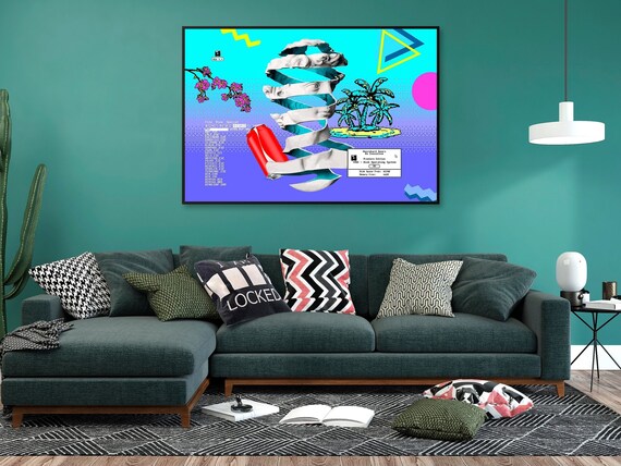 Retro PC Poster, 1985 — Memphis 80s aesthetic wall art, vaporwave tech print, nostalgic computer decor, synthwave desktop art, video game