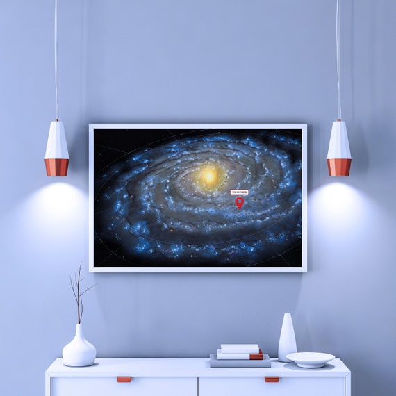 You are here: Milky Way galaxy map — space poster, science poster, galactic map, space map
