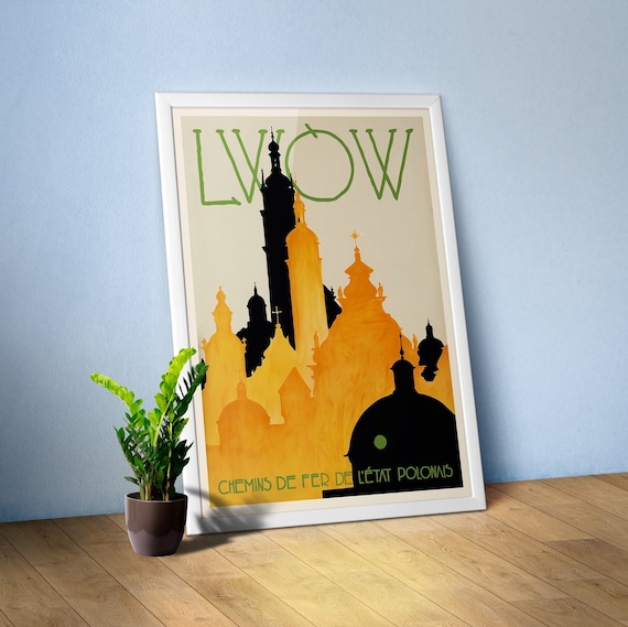 Lviv, Poland (Lwów/Львів), Polish poster, 1920s — retro travel poster, vintage poster, retro print, vintage wall art, art nouveau poster
