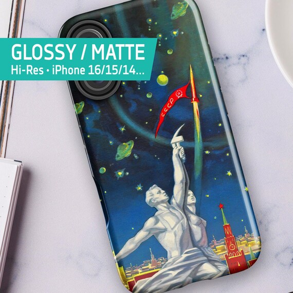 Soviet Space Case — Retro USSR Rocket iPhone Case, 1960s Soviet Space Poster Art Design — Tough Case for iPhone (Glossy/Matte)