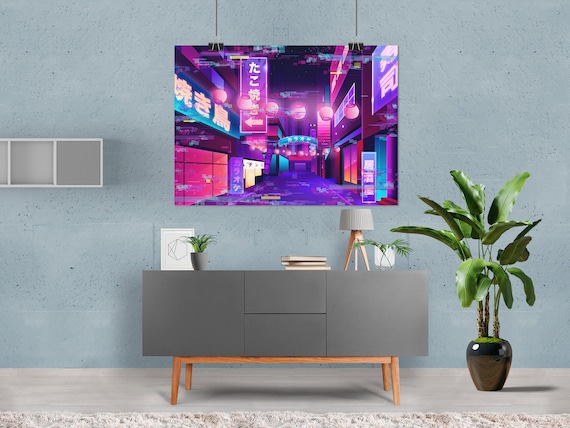 Synthwave Neon City: Tokio glitch [synthwave/vaporwave/cyberpunk] — aesthetic poster, retrowave poster, neon poster