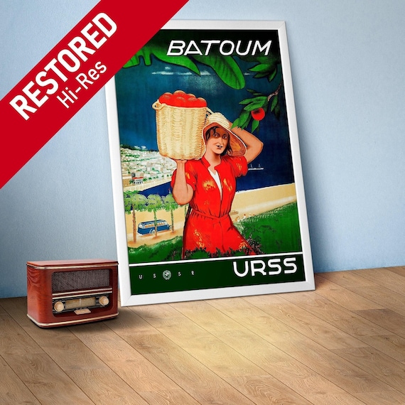 Batumi (Georgia/Sakartvelo/საქართველო), USSR, 1937 — Soviet retro travel poster. Vintage travel art, soviet wall decor, soviet art