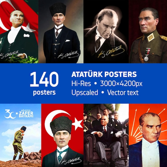 Atatürk Posters — Digital Download Poster Bundle of 140 Retro Photo Prints | Vintage Turkish Leader Wall Art for Home, Office or Classroom