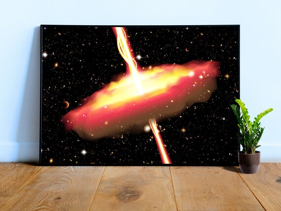 Quasar and galaxies #1 — space poster, science art print, space photo, aesthetic poster