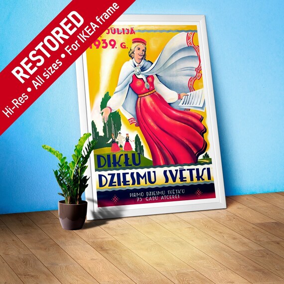 Latvia retro poster, 1939 — retro vintage travel poster, retro travel art, retro travel wall art