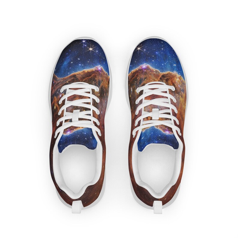 Cosmic Cliffs, Carina Nebula (James Webb/JWST) — Unisex athletic shoes. Space poster, science poster, space photo, space art, jwst picture