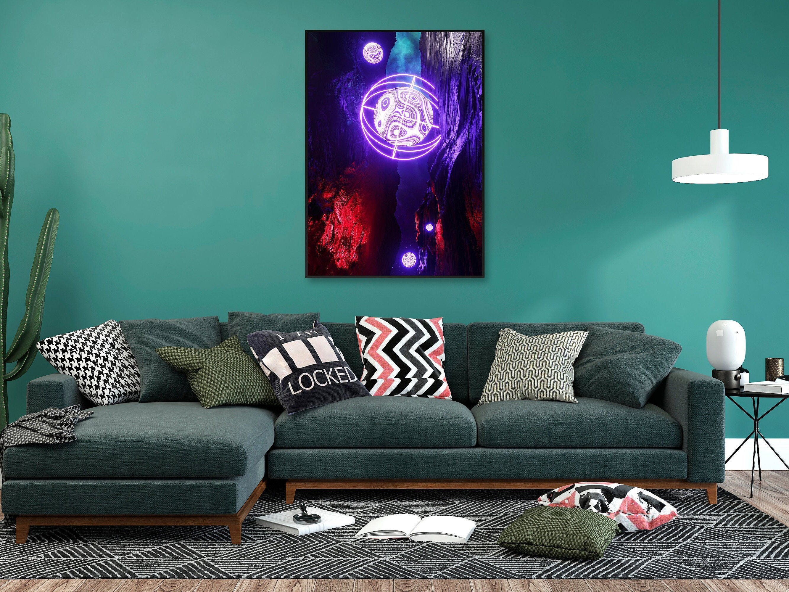 Neon landscape: Sphere poster | Etsy