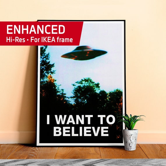 I want to believe. Original poster, The X-Files poster (Ver. #2, Season 4-5, 1996-1997) — sci-fi poster, movie poster, space art print