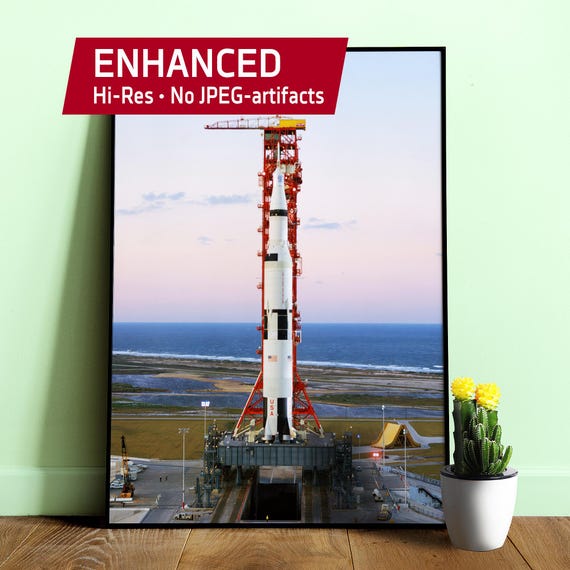NASA Apollo 8: Saturn 5 rocket, 1969 — Space poster. Art photo print 1960s, Moon print, Science wall decor for classroom, Iconic photo