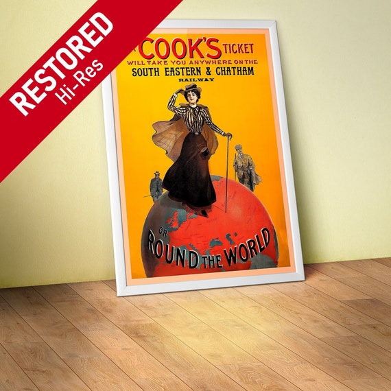 Thomas Cook agency, UK 1910 — retro travel poster, vintage travel art, propaganda poster