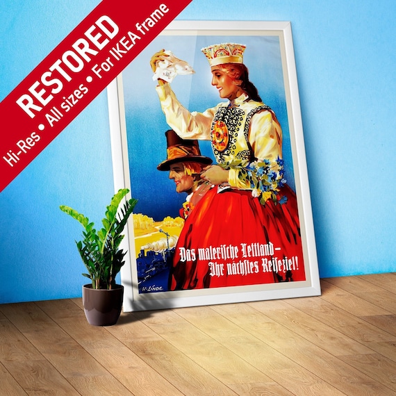 Latvia retro poster, 1935 — retro vintage travel poster, retro travel art, retro travel wall art