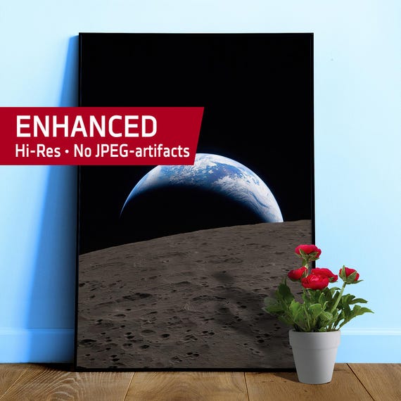 NASA Artemis 2 Lunar Flyby: Earthset (Ultra Hi-Res photo) — Space poster. Science photo art print, Pale Blue Dot art, Nerdy gift for him