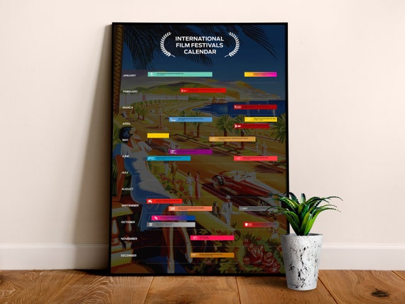 International Film Festivals Calendar/dates/timetable/timing/schedule — movie poster, film art print, cinema poster, aesthetic movie poster