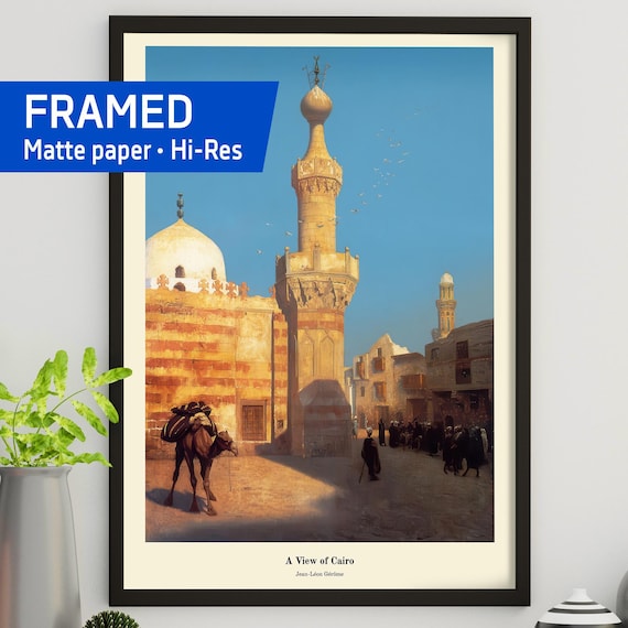 A View of Cairo, Jean-Léon Gérôme 1870s – Framed poster / Islamic Wall Art, Oriental Landscape Print, Vintage Egypt Decor,Middle East Poster