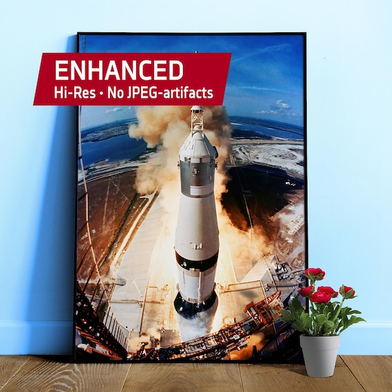 NASA Apollo 11: liftoff rocket, 1969 — Space poster. Space photo art print, space wall decor, nerdy gift for him with iconic photo 1960s