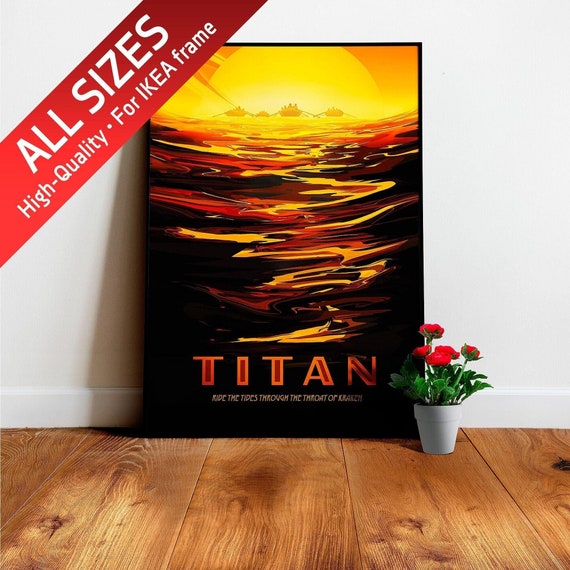 Titan, Saturn (NASA Visions of the Future) — vintage space poster, retro space poster, space travel poster, space poster, space art