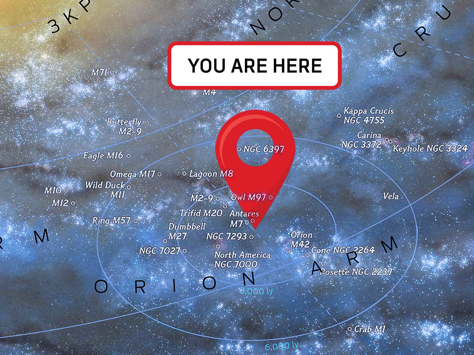 You are here Milky Way galaxy map Poster Etsy