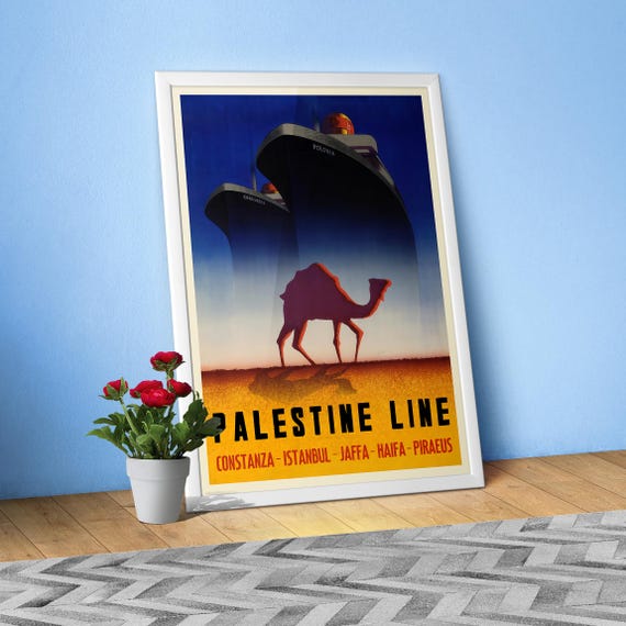 Palestine Line: travel poster 1934 – Rare retro travel print. Vintage Wall Art, Retro Palestine Decor, Historic Tourism Poster