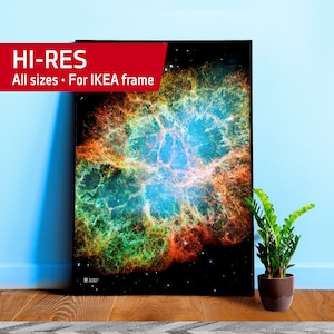 Crab Nebula. M1, NGC 1952 — NASA Hubble Space Telescope — space poster, science poster, space photo, abstract poster