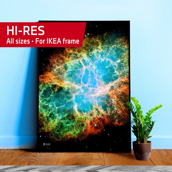 Crab Nebula. M1, NGC 1952 — NASA Hubble Space Telescope — space poster, science poster, space photo, abstract poster