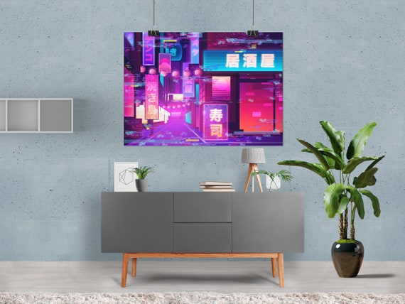 Synthwave Neon City: Tokio glitch [synthwave/vaporwave/cyberpunk] — aesthetic poster, retrowave poster, neon poster