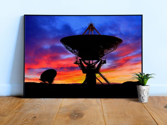 VLA Radio Telescope: Sunset — space poster, space art, photo poster, NASA poster, neon poster, synthwave poster