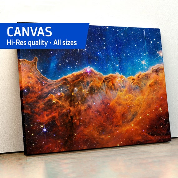 JWST Cosmic Cliffs, Carina Nebula, NGC 3324 (James Webb/JWST) — Canvas. Space poster, science poster, space photo, space art, jwst picture