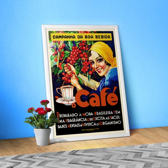 Campanha do Café Poster — Retro Brazilian coffee wall art, vintage advertising print, mid-century kitchen decor, 1950s cafe poster