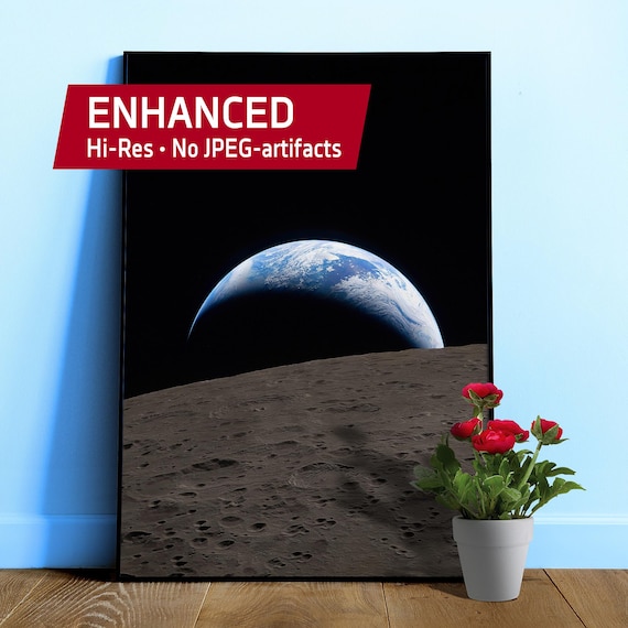 NASA Artemis 2 Lunar Flyby: Earthset (Ultra Hi-Res photo) — Space poster. Science photo art print, Pale Blue Dot art, Nerdy gift for him