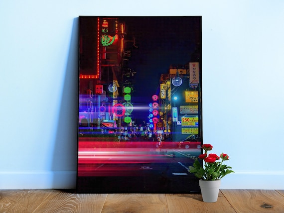 Neon night city: Tokyo, Japan (synthwave/vaporwave/retrowave/cyberpunk) — aesthetic poster, neon poster, photo art poster