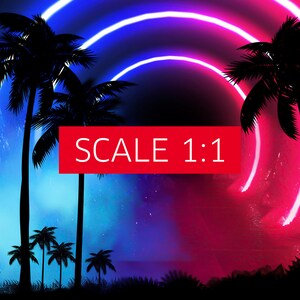 Neon landscape: Palms & Arc [synthwave/vaporwave/cyberpunk] — aesthetic poster, retrowave poster, vaporwave poster, neon poster