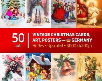Vintage Germany Christmas Cards Digital Download – 50 Retro Holiday Cards from Germany | Weihnachten & Weihnachtskarten Xmas 2026 Bundle