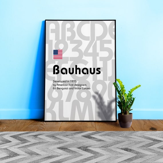 Bauhaus font, 1975 — design typography poster, abstract print, aesthetic art poster, modern poster, typography wall decor, 1950s poster
